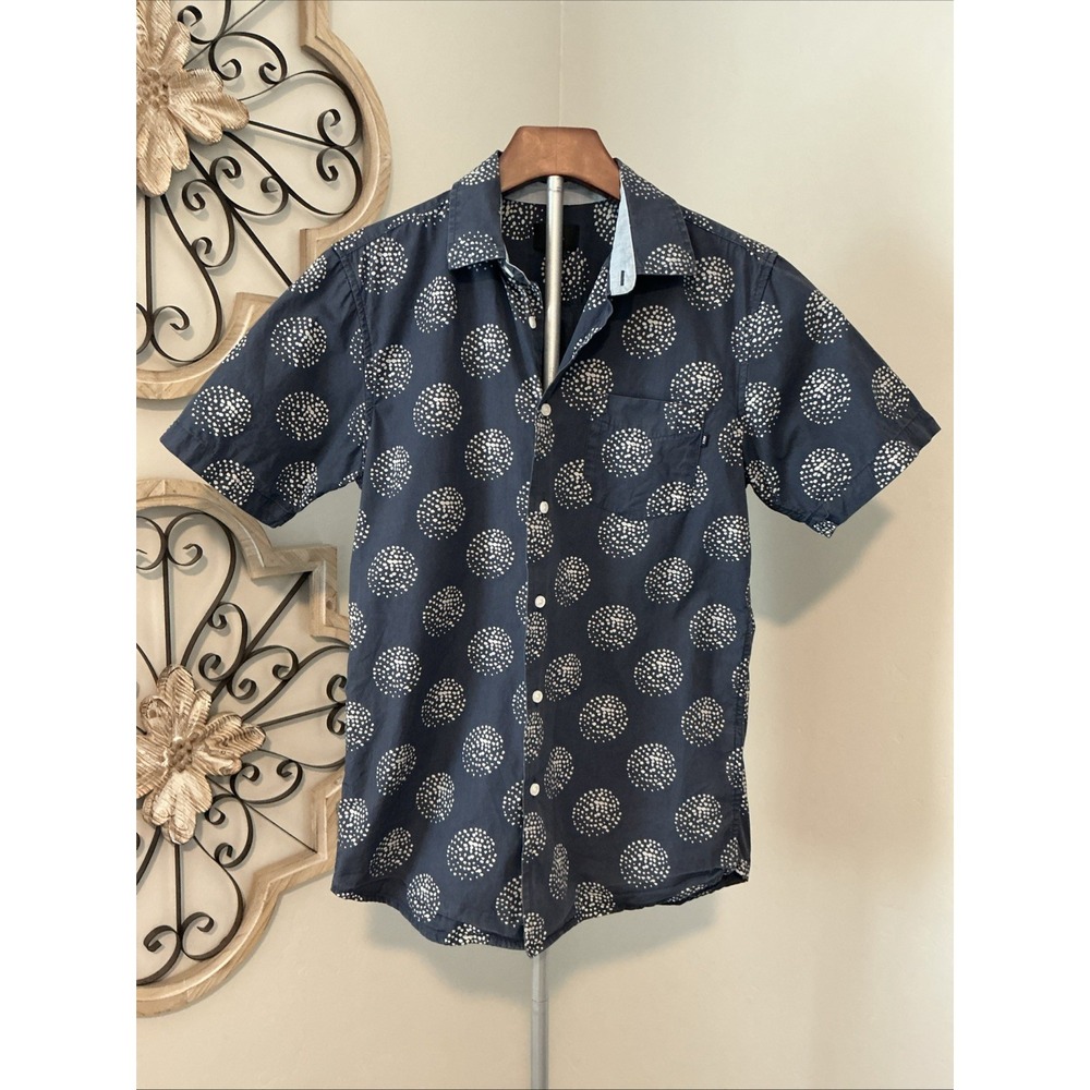 Obey Worldwide Men's S Navy Blue Button Up Short Sleeve Shirt